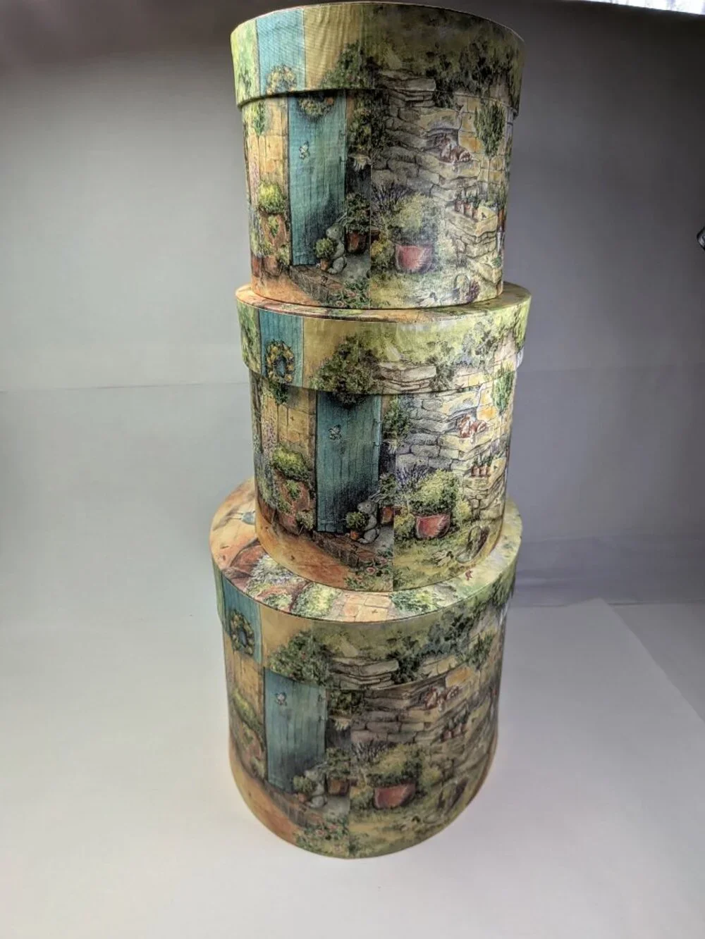 Vintage Bobs Boxes Cottage Garden Nesting Hat Box Set Sherri Buck Baldwin Lang